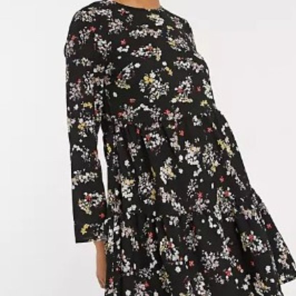 Sale! ASOS DESIGN Black Smock Mini Floral Dress 4 - Picture 2 of 7